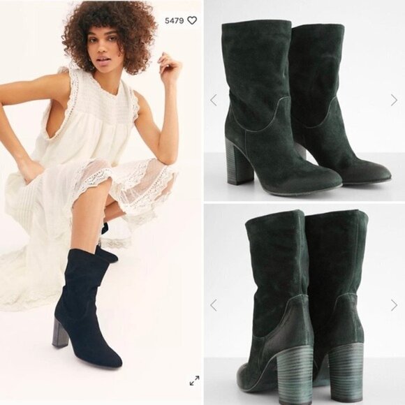 Free People FP New Dakota Leather Suede Slouchy Boot Boots Booties Heels 41 - Picture 2 of 16